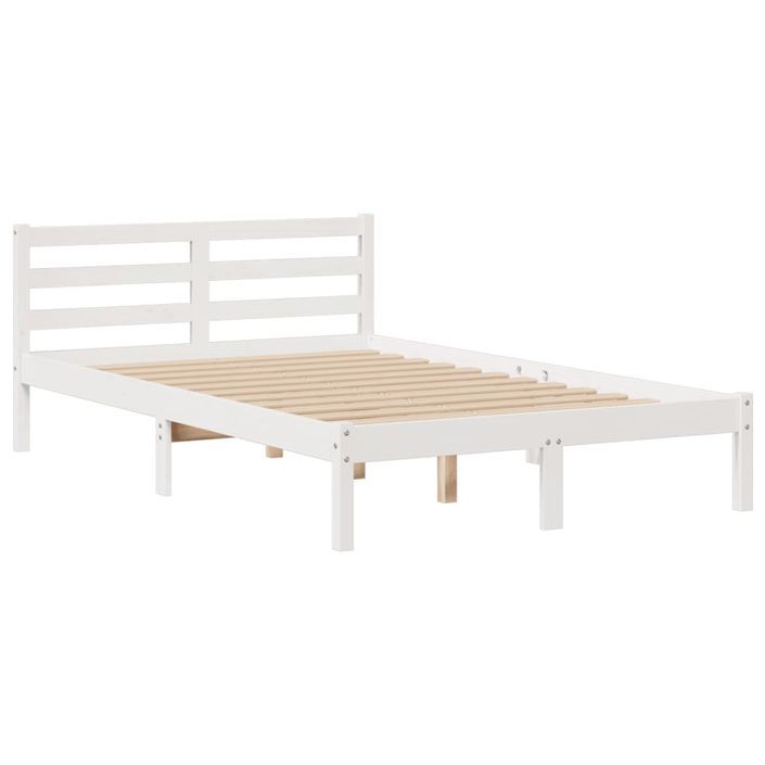 Lit bibliothèque sans matelas blanc 135x190 cm bois pin massif - Photo n°8