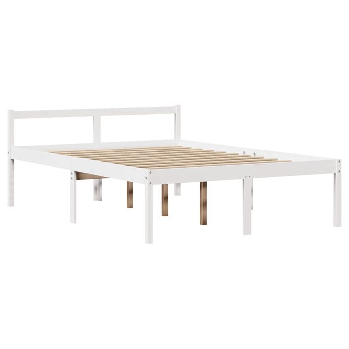 Lit bibliothèque sans matelas blanc 135x190 cm bois pin massif - Photo n°8