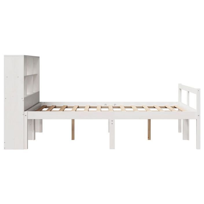 Lit bibliothèque sans matelas blanc 135x190 cm bois pin massif - Photo n°5