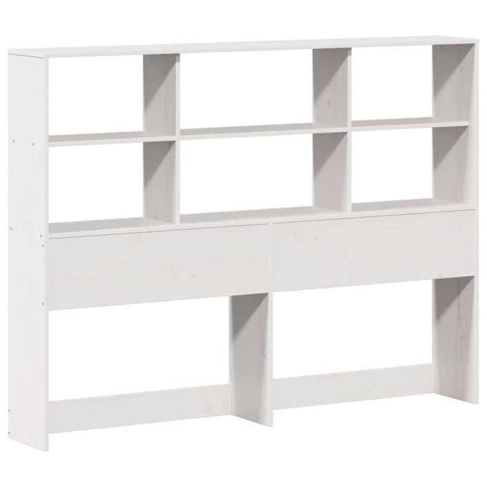 Lit bibliothèque sans matelas blanc 135x190 cm bois pin massif - Photo n°7