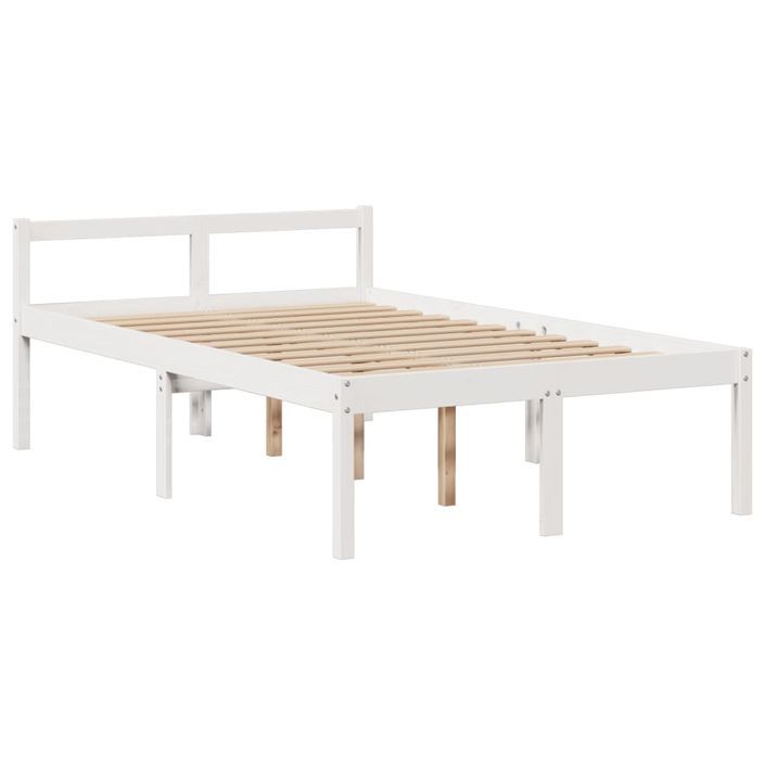 Lit bibliothèque sans matelas blanc 135x190 cm bois pin massif - Photo n°8