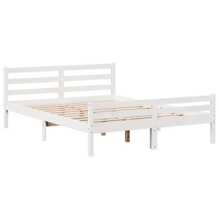 Lit bibliothèque sans matelas blanc 135x190 cm bois pin massif - Photo n°8