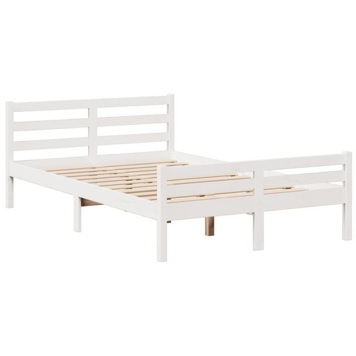 Lit bibliothèque sans matelas blanc 135x190 cm bois pin massif - Photo n°8