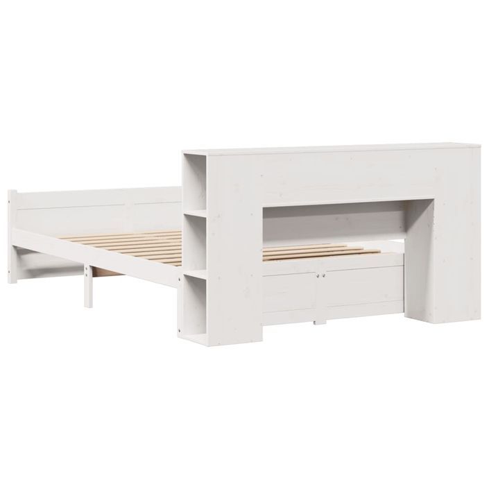 Lit bibliothèque sans matelas blanc 135x190 cm bois pin massif - Photo n°6