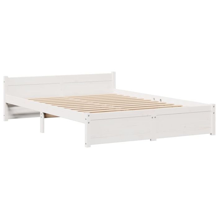 Lit bibliothèque sans matelas blanc 135x190 cm bois pin massif - Photo n°8