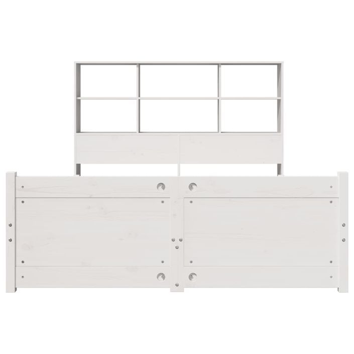 Lit bibliothèque sans matelas blanc 135x190 cm bois pin massif - Photo n°4