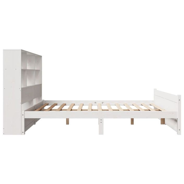 Lit bibliothèque sans matelas blanc 135x190 cm bois pin massif - Photo n°5