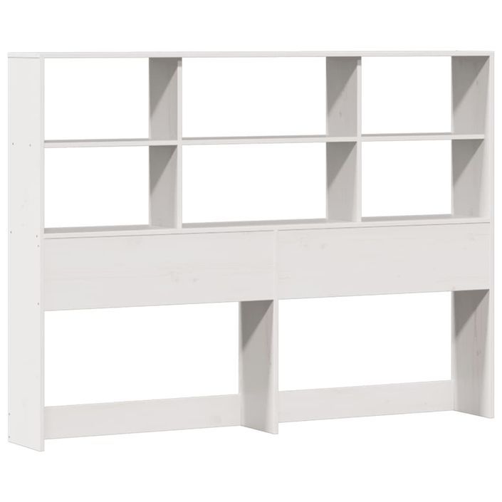 Lit bibliothèque sans matelas blanc 135x190 cm bois pin massif - Photo n°7