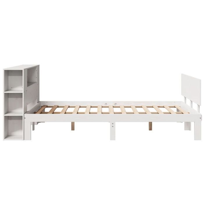 Lit bibliothèque sans matelas blanc 135x190 cm bois pin massif - Photo n°5