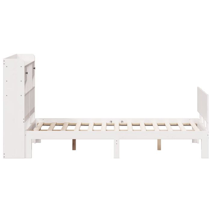 Lit bibliothèque sans matelas blanc 135x190 cm bois pin massif - Photo n°5