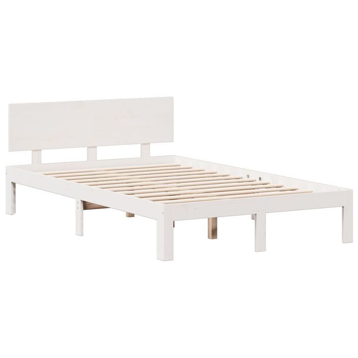 Lit bibliothèque sans matelas blanc 135x190 cm bois pin massif - Photo n°8