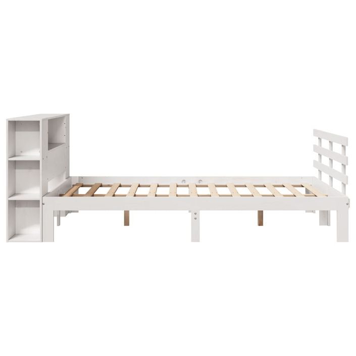 Lit bibliothèque sans matelas blanc 135x190 cm bois pin massif - Photo n°5