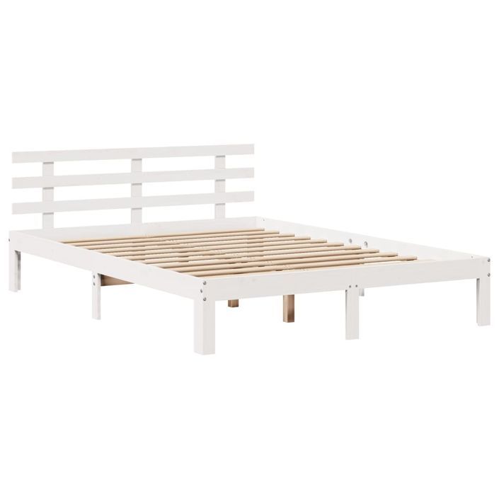 Lit bibliothèque sans matelas blanc 135x190 cm bois pin massif - Photo n°8