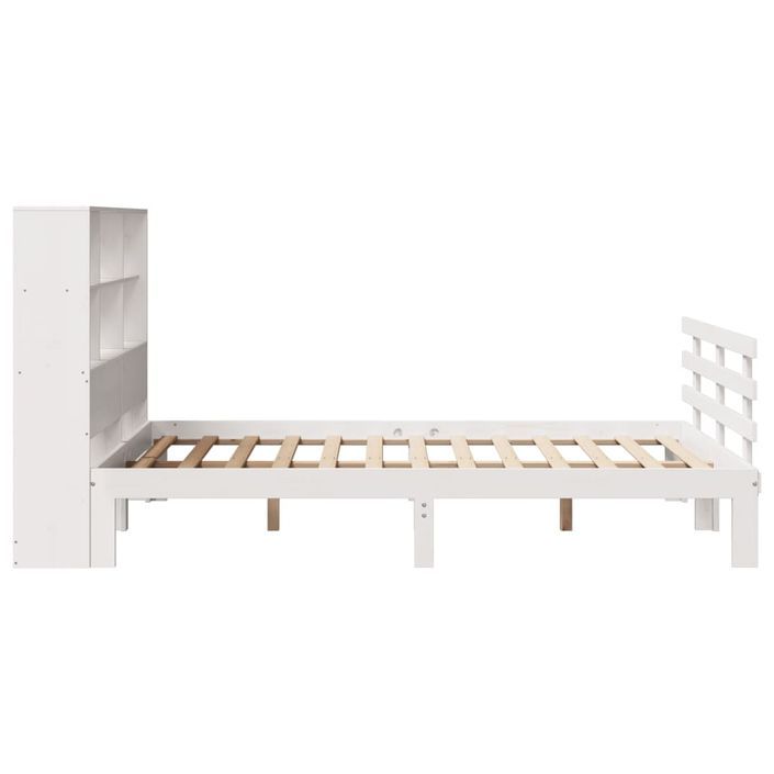 Lit bibliothèque sans matelas blanc 135x190 cm bois pin massif - Photo n°5