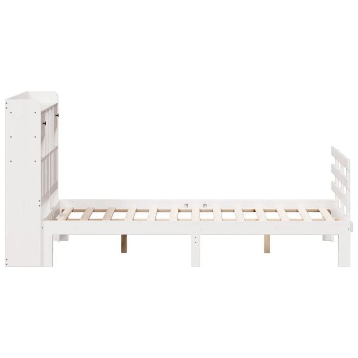 Lit bibliothèque sans matelas blanc 135x190 cm bois pin massif - Photo n°5