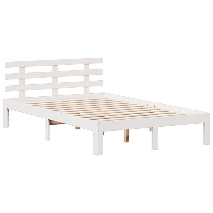 Lit bibliothèque sans matelas blanc 135x190 cm bois pin massif - Photo n°8