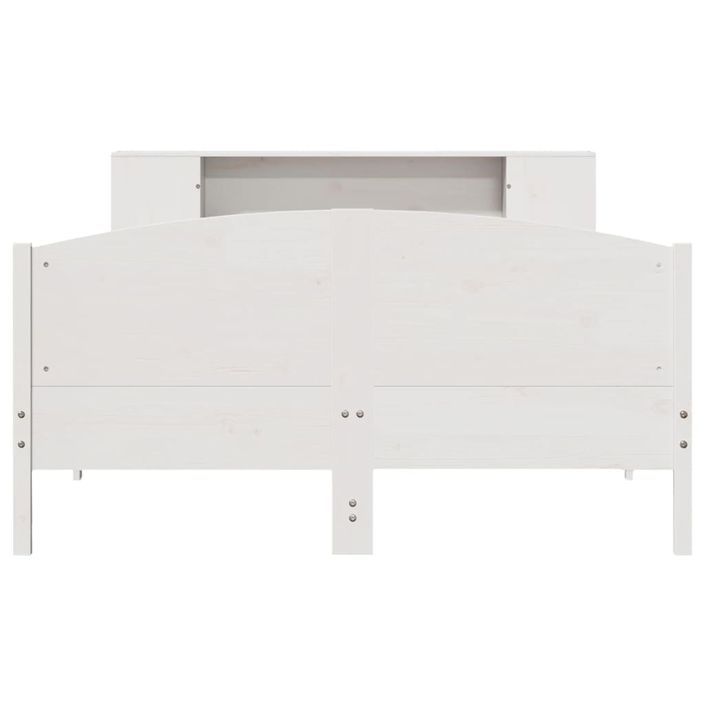 Lit bibliothèque sans matelas blanc 135x190 cm bois pin massif - Photo n°4