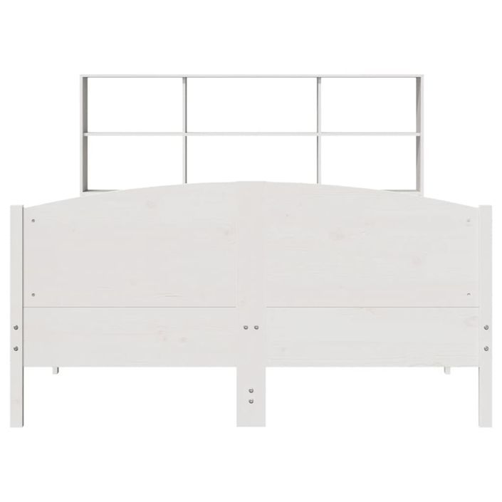 Lit bibliothèque sans matelas blanc 135x190 cm bois pin massif - Photo n°4