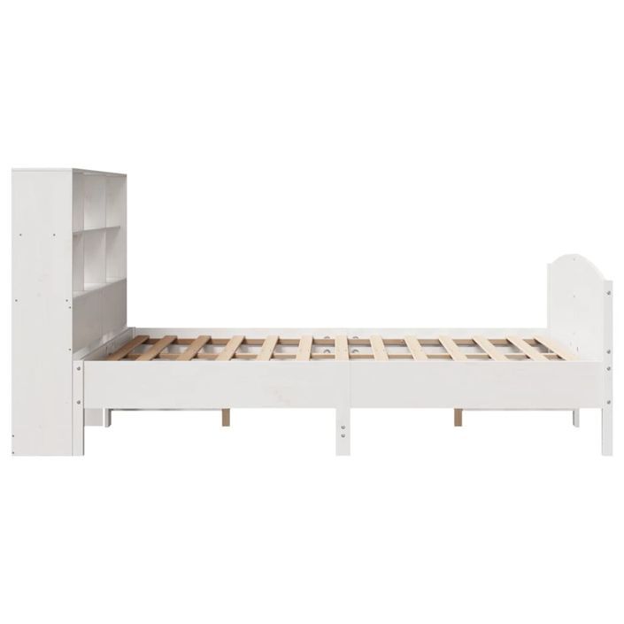 Lit bibliothèque sans matelas blanc 135x190 cm bois pin massif - Photo n°5