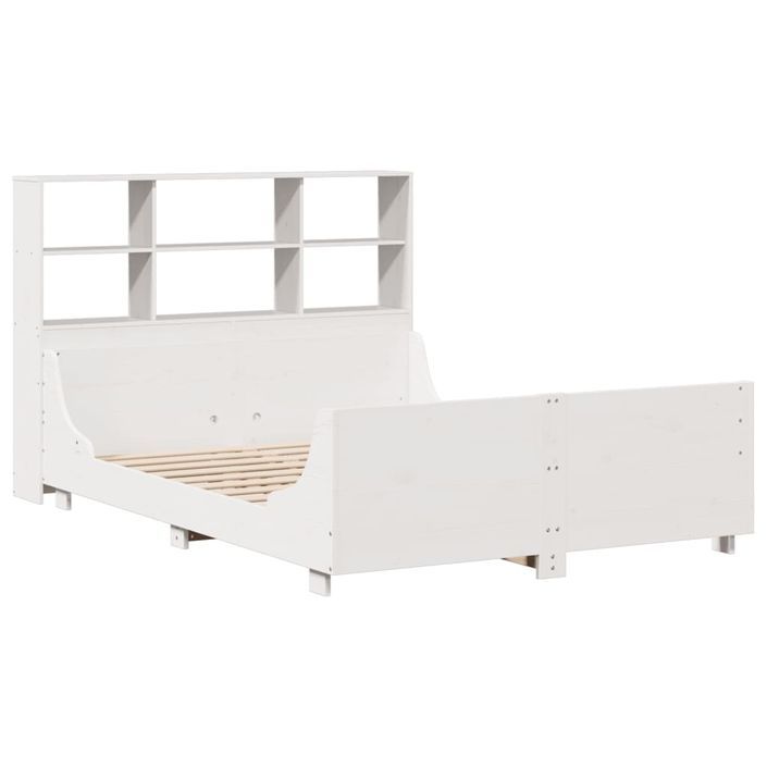 Lit bibliothèque sans matelas blanc 140x190 cm bois massif - Photo n°3