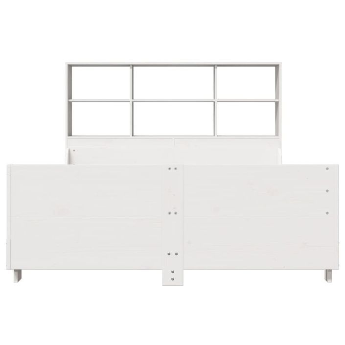 Lit bibliothèque sans matelas blanc 140x190 cm bois massif - Photo n°4