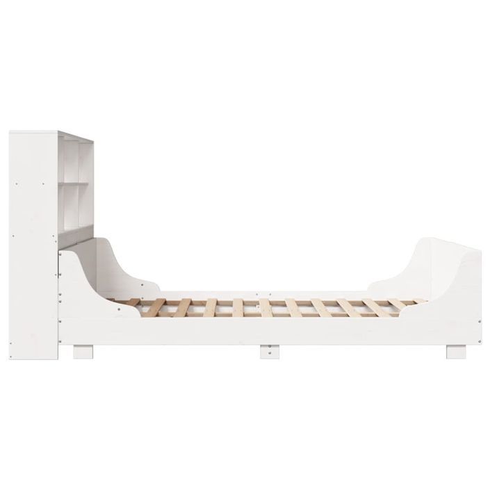 Lit bibliothèque sans matelas blanc 140x190 cm bois massif - Photo n°7