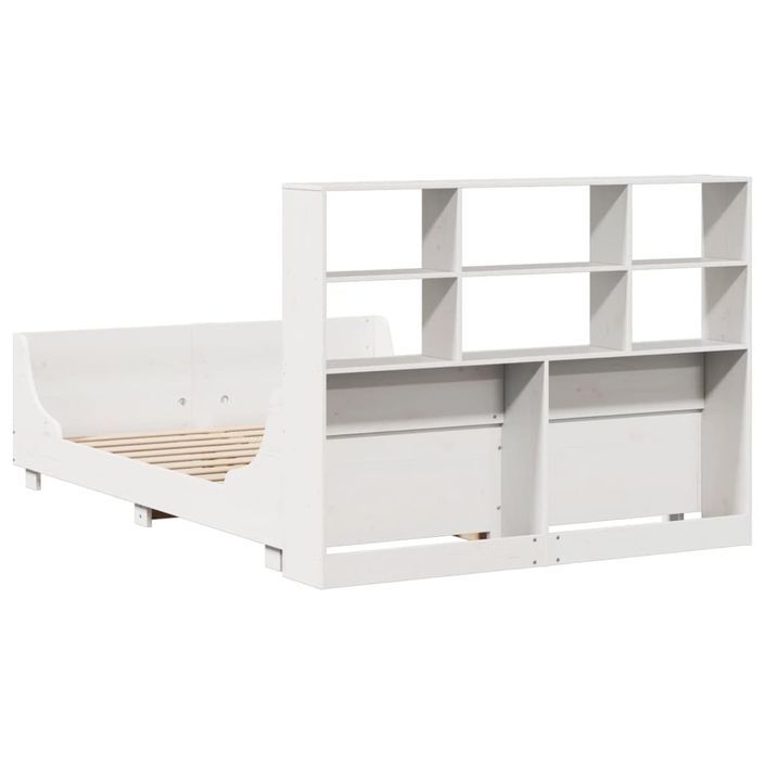 Lit bibliothèque sans matelas blanc 140x190 cm bois massif - Photo n°8