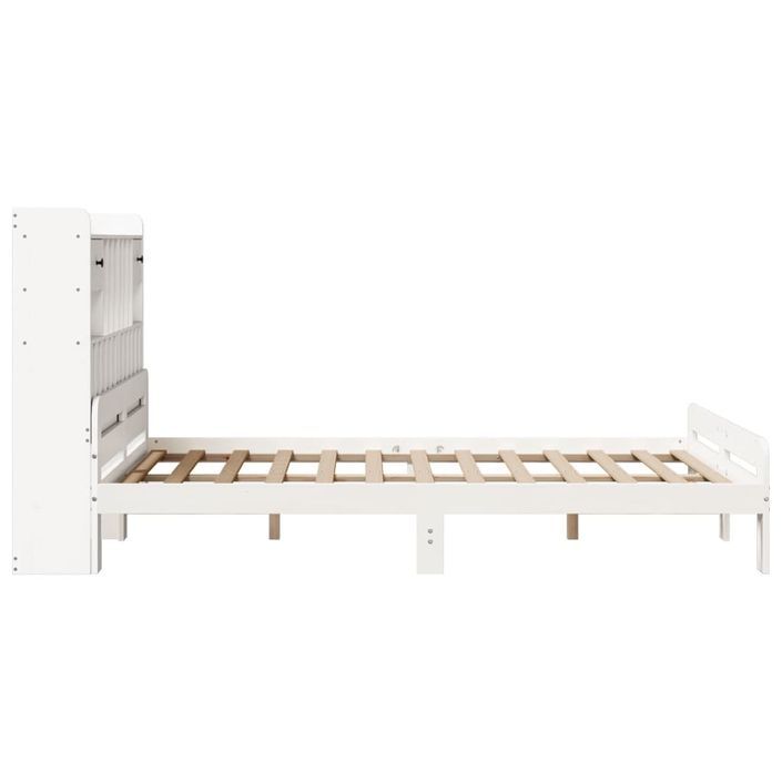 Lit bibliothèque sans matelas blanc 140x190 cm bois pin massif - Photo n°5