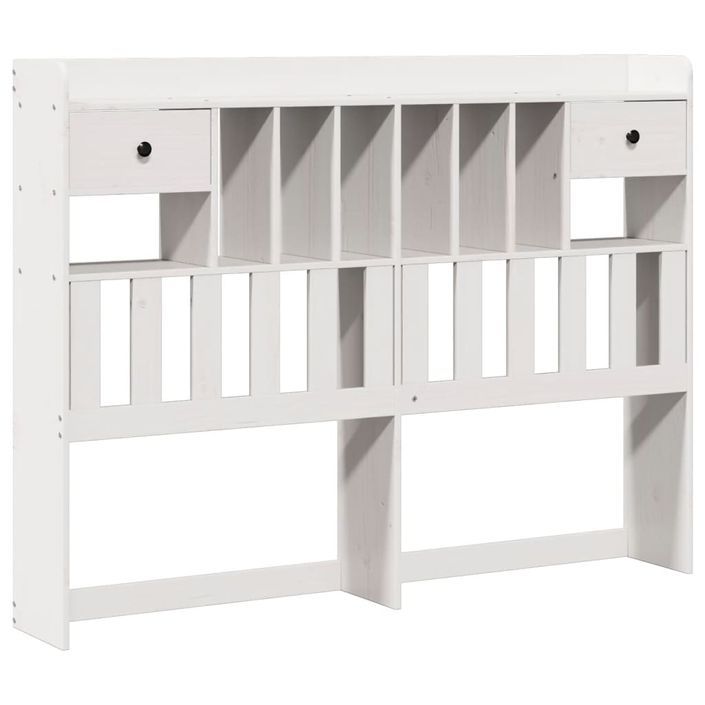 Lit bibliothèque sans matelas blanc 140x190 cm bois pin massif - Photo n°7