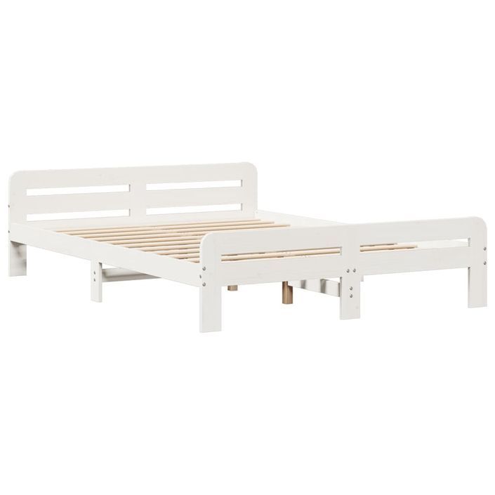 Lit bibliothèque sans matelas blanc 140x190 cm bois pin massif - Photo n°8