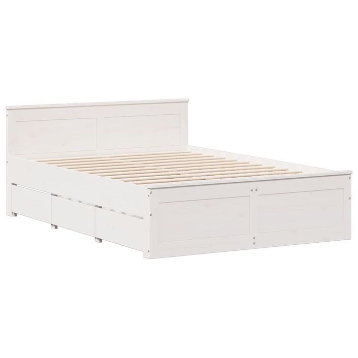 Lit bibliothèque sans matelas blanc 140x190 cm bois pin massif - Photo n°8