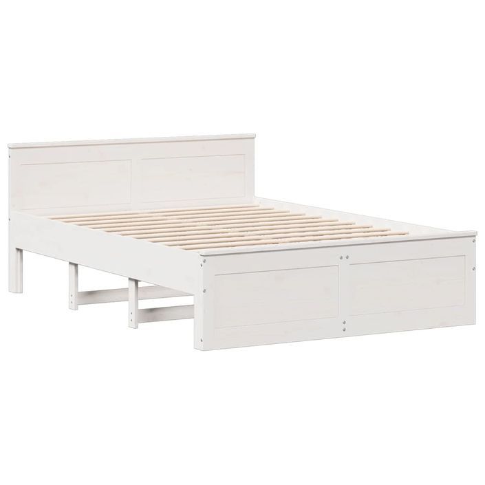 Lit bibliothèque sans matelas blanc 140x190 cm bois pin massif - Photo n°9