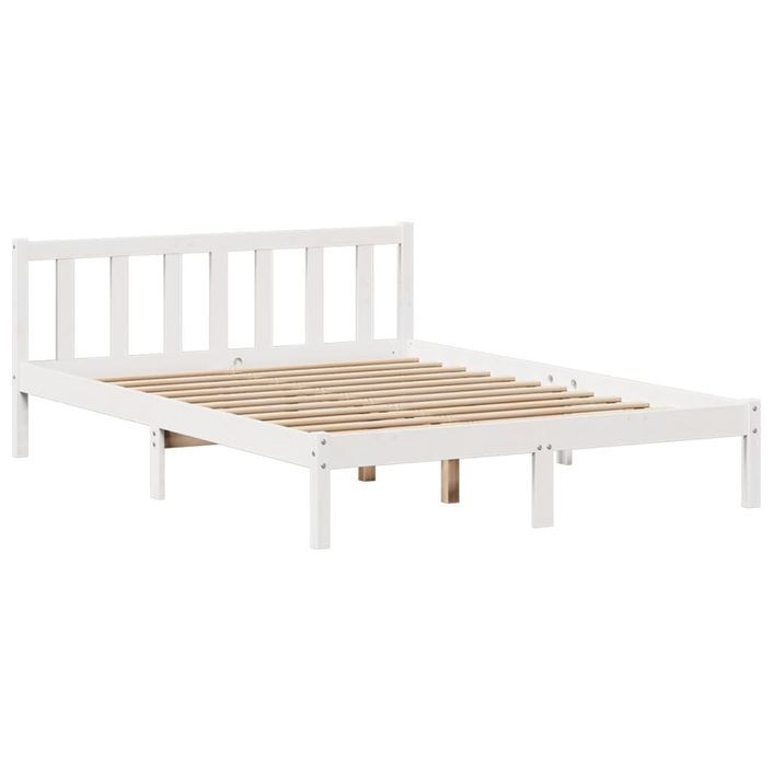 Lit bibliothèque sans matelas blanc 140x190 cm bois pin massif - Photo n°5