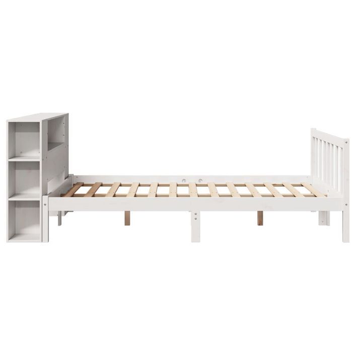 Lit bibliothèque sans matelas blanc 140x190 cm bois pin massif - Photo n°7