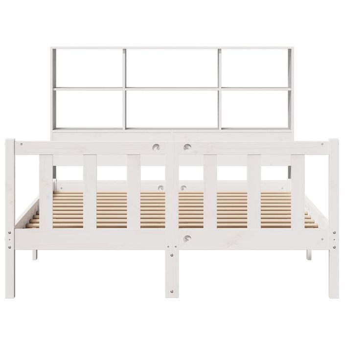 Lit bibliothèque sans matelas blanc 140x190 cm bois pin massif - Photo n°4