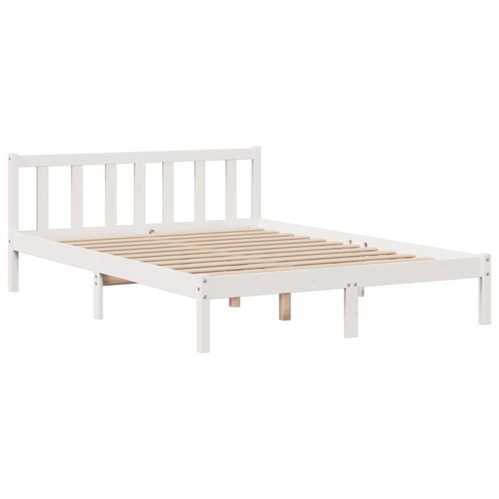 Lit bibliothèque sans matelas blanc 140x190 cm bois pin massif - Photo n°5