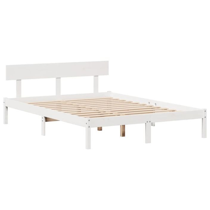 Lit bibliothèque sans matelas blanc 140x190 cm bois pin massif - Photo n°5