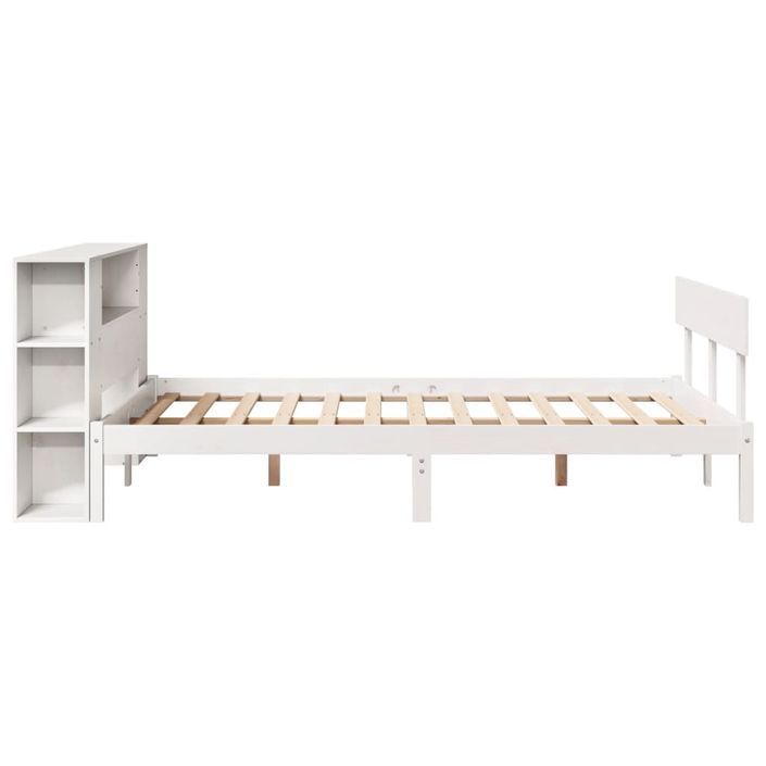 Lit bibliothèque sans matelas blanc 140x190 cm bois pin massif - Photo n°7