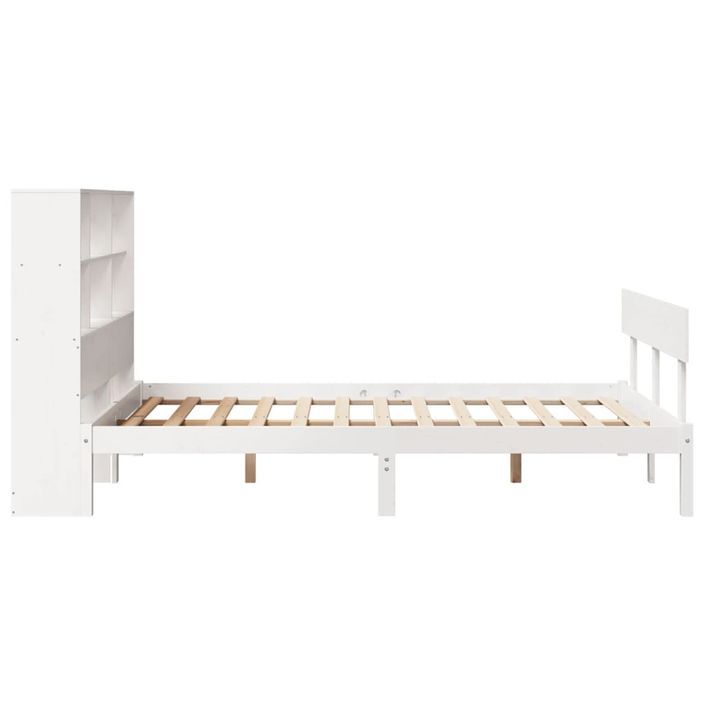 Lit bibliothèque sans matelas blanc 140x190 cm bois pin massif - Photo n°7