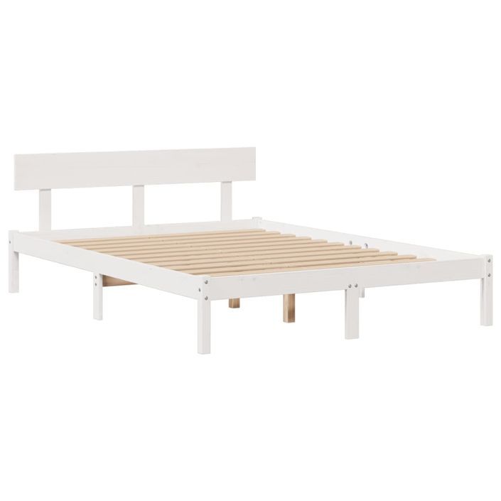 Lit bibliothèque sans matelas blanc 140x190 cm bois pin massif - Photo n°5