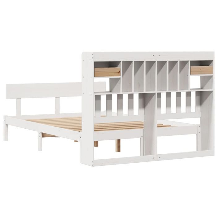 Lit bibliothèque sans matelas blanc 140x190 cm bois pin massif - Photo n°8