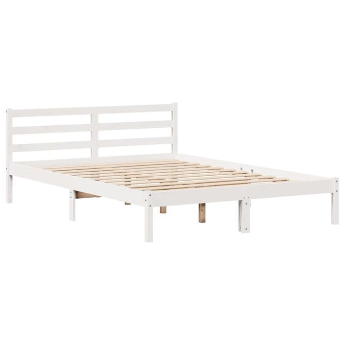 Lit bibliothèque sans matelas blanc 140x190 cm bois pin massif - Photo n°6