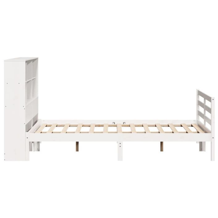 Lit bibliothèque sans matelas blanc 140x190 cm bois pin massif - Photo n°5