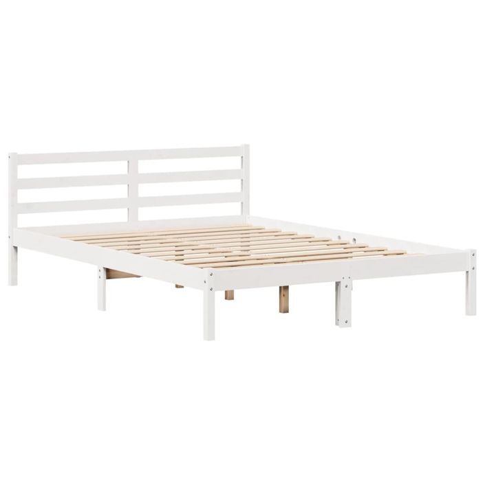 Lit bibliothèque sans matelas blanc 140x190 cm bois pin massif - Photo n°8