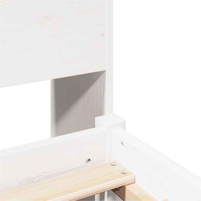 Lit bibliothèque sans matelas blanc 140x190 cm bois pin massif - Photo n°9