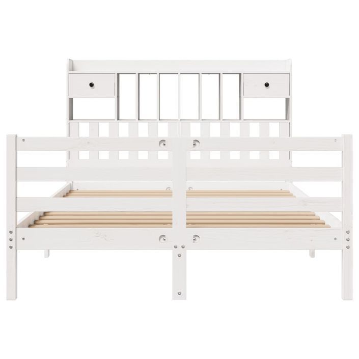 Lit bibliothèque sans matelas blanc 140x190 cm bois pin massif - Photo n°4