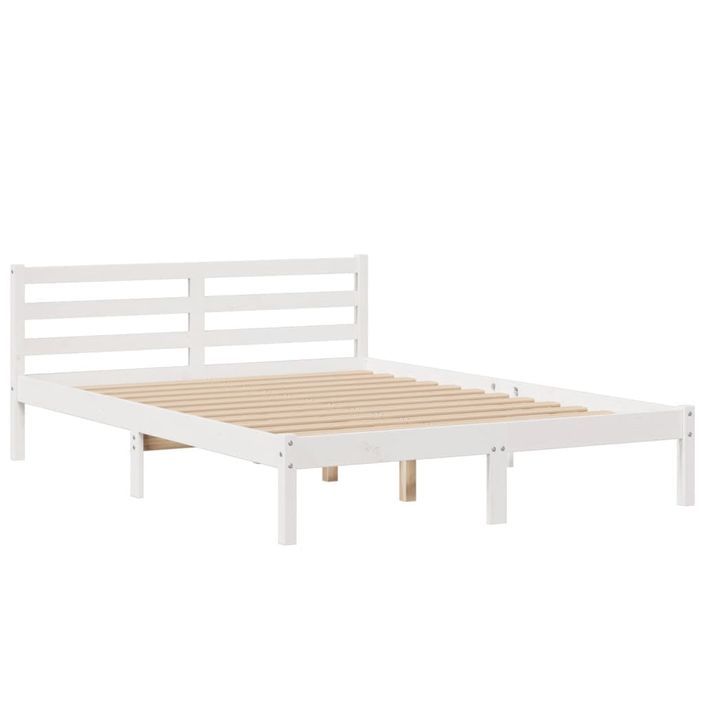 Lit bibliothèque sans matelas blanc 140x190 cm bois pin massif - Photo n°8