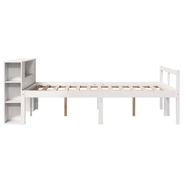 Lit bibliothèque sans matelas blanc 140x190 cm bois pin massif - Photo n°5