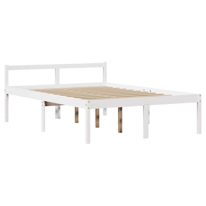 Lit bibliothèque sans matelas blanc 140x190 cm bois pin massif - Photo n°8