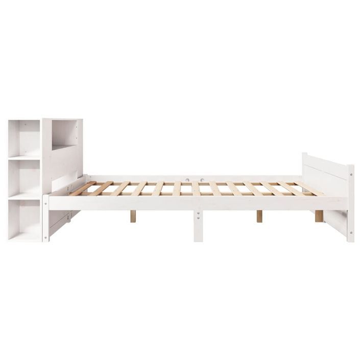 Lit bibliothèque sans matelas blanc 140x190 cm bois pin massif - Photo n°5